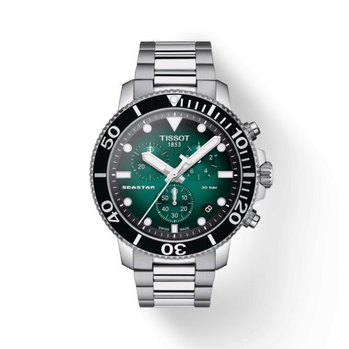 Tissot Seastar 1000 Chronograph Quartz 45.5 Stainless Steel / Green Gradient / Bracelet